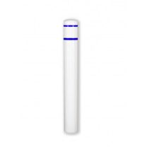 7" x 60" White Bollard Cover with Blue Stripes 