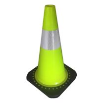18" Lime Green Traffic Cone with 3 Lbs. Black Base & 4" Collar