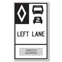 HOV-15 Lane Conversion Ahead with Distance (Ground Mounted)