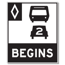 HOV-16 Lane Begins (Ground-Mounted)