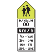 RB-124 Municipal School Zone Max Speed With Times, Days, Months