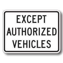 RB-16T EXCEPT AUTHORIZED VEHICLES TAB