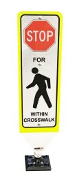 Reboundable Delineator Stop for Pedestrians Sign