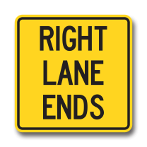 WA-23RT RIGHT LANE ENDS TAB 60cmX60cm