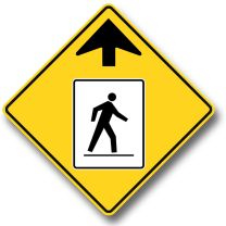 WC-27L Pedestrian Crossing Ahead Left