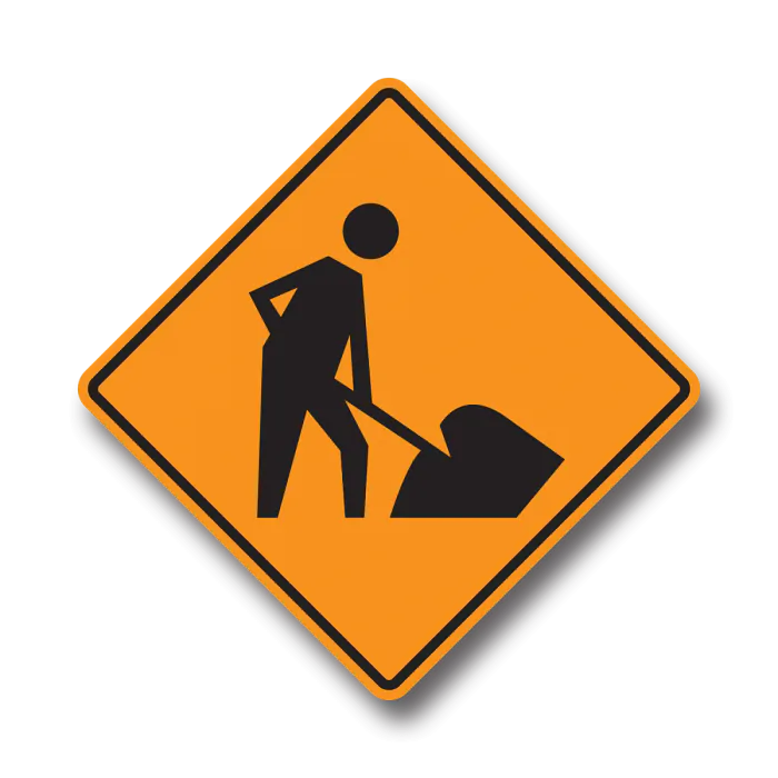 TC-2B ROAD WORK SHORT OR LONG DURATION 90cmX90cm FOR POST MOUNT